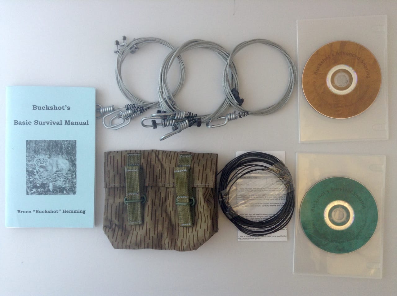 Buckshot's Small Snare Kit, Buckshot's Basic Survival Manual, Survival Snaring DVD & Advanced Survival Snaring DVD